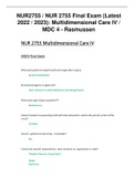 NUR2755 / NUR 2755 Final Exam (Latest 2022 / 2023): Multidimensional Care IV / MDC 4 - Rasmussen