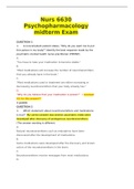 Nurs 6630 Psychopharmacology midterm Exam Red answers were marked correct.