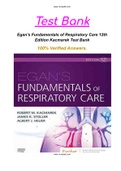 Egan’s Fundamentals of Respiratory Care 12th Edition Kacmarek Test Bank