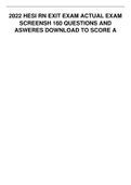 HESI RN EXIT EXAM ACTUAL EXAM SCREENSH 160 QUESTIONS AND ASWERES