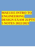 MAE 1315 INTRODUCTION TO ENGINEERING DESIGN EXAM  2 UPTO 5 NOTES 2022/2023