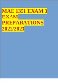 MAE 1351 EXAM 3 EXAM PREPARATIONS 2022/2023  2 Exam (elaborations) MAE 1351 EXAM 2 STUDY BOOK EXAM PREPARATIONS 2022/2023  3 SUMMARY MAE 1315 INTRODUCTION TO ENGINEERING DESIGN EXAM 2 UPTO 5 NOTES 2022/2023