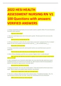 2022 HESI HEALTH ASSESSMENT NURSING RN V1 100 Questions with answers VERIFIED ANSWERS 