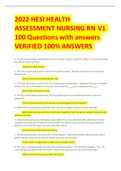 2022 HESI HEALTH ASSESSMENT NURSING RN V1 100 Questions with answers VERIFIED 100% ANSWERS 