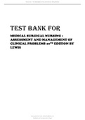 TEST BANK FOR MEDICAL SURGICAL NURSING ASSESSMENT AND MANAGEMENT OF CLINICAL PROBLEMS 1OTH EDITION 2024 LATEST REVISED UPDATE BY LEWIS.