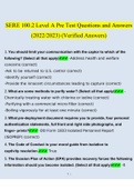 SERE 100.2 Level A Pre Test Questions and Answers (2022/2023) (Verified Answers)