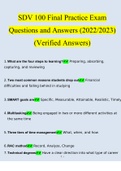 SDV 100 Final Exam Practice Questions and Answers (2022/2023) (Verified Answers)