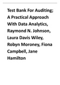 Test Bank For Auditing; A Practical Approach With Data Analytics, Raymond N. Johnson, Laura Davis Wiley, Robyn Moroney, Fiona Campbell, Jane Hamilton.