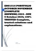 ENG1516 PORTFOLIO OCTOBER NOVEMBER (COMPLETE ANSWERS) 2024 - DUE 9 October 2024; 100% TRUSTED Complete, trusted solutions and explanations.