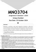 MNO3704 Assignment 5 (ANSWERS) Semester 2 2024 - DISTINCTION GUARANTEED