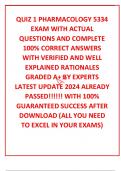 QUIZ 1 PHARMACOLOGY 5334 EXAM WITH ACTUAL  QUESTIONS AND COMPLETE 100% CORRECT ANSWERS WITH VERIFIED AND WELL EXPLAINED RATIONALES GRADED A+ BY EXPERTS LATEST UPDATE 2024 ALREADY PASSED!!!!!! WITH 100% GUARANTEED SUCCESS AFTER DOWNLOAD (ALL YOU NEED TO EX