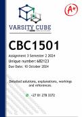 CBC1501 Assignment 3 PORTFOLIO (DETAILED ANSWERS) Semester 2 2024 - DISTINCTION GUARANTEED