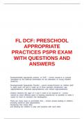 FL DC PRESCHOOL APPROPRIATE PRACTICES PSPR EXAM WITH QUESTIONS AND ANSWERS