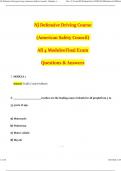 NJ Defensive Driving Course (American Safety Council) - Modules 1 - 4 All 4 Modules & Final Exam 2024 Questions and Answers 100% Verified Answers