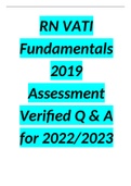 RN VATI Fundamentals 2019 Assessment Verified Q & A for 2022-2023