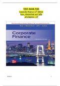 Test Bank for Fundamentals of Corporate Finance, 13th Edition by Stephen Ross, Randolph Westerfield, Bradford Jordan 978-1260772388 all chapters 1 to 27 Complete