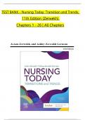 TEST BANK For Nursing Today: Transition and Trends, 11th Edition (Zerwekh), All Chapters 1 to 26 complete Verified editon ISBN: 9780323829618