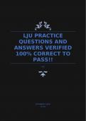 LJU PRACTICE QUESTIONS AND ANSWERS VERIFIED 100% CORRECT TO PASS!!