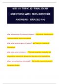 MBI 111 TOPIC 12- FINAL EXAM QUESTIONS WITH 100% CORRECT  ANSWERS { GRADED A+}