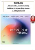 Test Bank for Introduction To Critical Care Nursing 8th Edition By Sole, Klein & Moseley, ISBN: 9780323641937, All 21 Chapters Covered, Verified Latest Edition