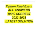 Python Final Exam ALL ANSWERS 100% CORRECT 2022-2023 LATEST SOLUTION