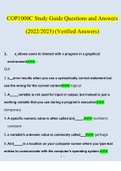 COP1000C Study Guide Questions 2022/2023 | Consisting Of 86 Questions With Verified Answers From Experts