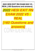 HESI EXIT RN EXAM 2022 V5 - REAL [160 Questions and answers]
