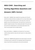 WGU C949 - Searching and Sorting Algorithms Questions and Answers 100% Correct