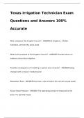 Texas Irrigation Technician Exam Questions and Answers 100% Accurate