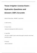 Texas Irrigator License Exam : Hydraulics Questions and Answers 100% Accurate