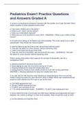 Pediatrics Exam1 Practice Questions and Answers Graded A