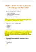 2022 HESI A2  Exam Version 2 (Anatomy - Physiology) Test Bank Verified Answers