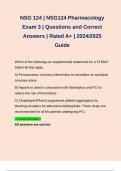 NSG 124 | NSG124 Pharmacology Exam 3 | Questions and Correct Answers | Rated A+ | 2024/2025 Guide