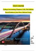 TEST BANK For College Accounting Chapters 1 - 30, 16th Edition by David Haddock, John Price All Chapters 1 to 30 Complete, Verified Edition: ISBN 9781260247909