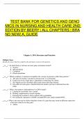 TEST BANK FOR GENETICS AND GENOMICS IN NURSING AND HEALTH CARE 2ND EDITION BY BEERY | ALL CHAPTERS | BRAND NEW| A, GUIDE