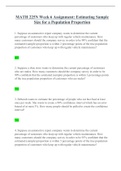 MATH 225N Week 6 Assignment: Estimating Sample Size for a Population Proportion