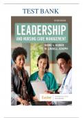 Test Bank For Leadership and Nursing Care Management 7th Edition By Diane Huber; M. Lindell Joseph|9780323697118| All Chapters  1-26| LATEST