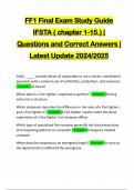 FF1 Final Exam Study Guide IFSTA ( chapter 1-15.) | Questions and Correct Answers | Latest Update 2024/2025