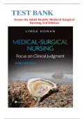 Test Bank for Medical-Surgical Nursing: Focus on Clinical Judgment, 3rd Edition by Linda Honan|978-1975190941| All Chapters 1-55| LATEST