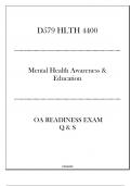 (D579) HLTH 4400 OA Readiness Exam 2024 (Mental Health Awareness & Education)