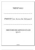 (NRNP 6665) Midterm Readiness Exam Q & S ( PMHNP Across the Lifespan I)