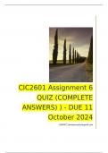 CIC2601 Assignment 6 QUIZ (COMPLETE ANSWERS) ) - DUE 11 October 2024