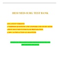 ESI MED-SURG TEST BANK 18 LATEST VERSIONS  VERIFIED QUESTIONS AND ANSWERS AND STUDY SETSS  BEST DOCUMENT FOR EXAM PREPARATION  100% SATISFACTION GUARANTEED COMPLETE AND LATEST GUIDE FOR HESI MED-SURG 2022 1000+ Questions with answers Med Surg 1 HESI F