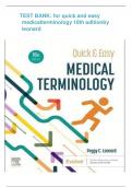 TEST BANK: for quick and easy medicalterminology 10th editionby leonard ||LATEST EDITION2024