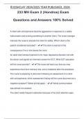 233 MH Exam 2 (Hondros) Exam Questions and Answers 100% Solved