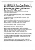 Q1 2024 CA DRE Exam Prep (Chapter 6: Practice Of Real Estate And Disclosures) Questions And Answers With Verified Solutions 100% Correct!!!