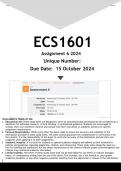 ECS1601 Assignment 6 (ANSWERS) 2024 - DISTINCTION GUARANTEED