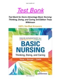 Test Bank for Davis Advantage Basic Nursing: Thinking, Doing, and Caring 3rd Edition Treas Wilkinson