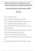 Atoms, Molecules, and Macromolecules Exam Questions and Answers 100% Solved