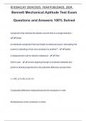 Bennett Mechanical Aptitude Test Exam Questions and Answers 100% Solved